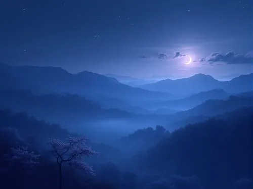 moonlit night,moon and star background,blue moon,blue hour,moonlit,blue moment,windows wallpaper,landscape background,night sky,moonlight,nightsky,nightscape,beautiful wallpaper,midnight blue,denim background,dusk background,moonglow,blue mountain,moon at night,clear night,Photography,General,Realistic