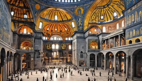 The interior of Hagia Sophia, which was put under protection with a foundation established by Sultan Mehmed II. (Photo by Hatice Çınar),hagia sofia,st mark's basilica,hagia sophia mosque,ayasofya,st p