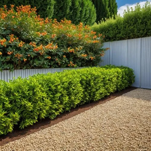 make a garden bed composed of a grateu fence, then two berberis thunbergii plants and in front of them jacobaea maritima plants,clipped hedge,landscape designers sydney,boxwood,hornbeam hedge,landscap