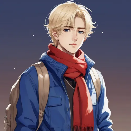 darjeeling,winter clothes,scarf,fullmetal alchemist edward elric,winter clothing,male elf,setter,autumn icon,stylish boy,anime boy,mountain guide,shepherd,everett,violet evergarden,darjeeling tea,william,male character,young man,nikko,cool blonde,Illustration,Japanese style,Japanese Style 18