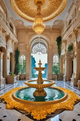 floor fountain,marble palace,ritzau,decorative fountains,venetian hotel,montecarlo,palladianism,palatial,ornate room,opulently,luxury bathroom,crown palace,opulence,opulent,spa water fountain,emirates palace hotel,peterhof palace,fountains,caesars palace,royal interior,Conceptual Art,Daily,Daily 24