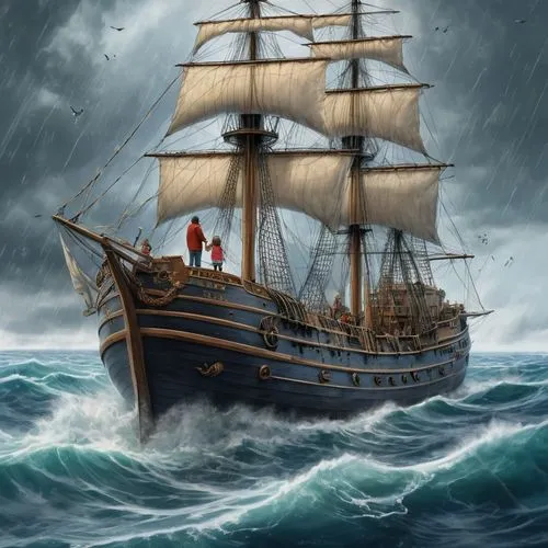 sailing ship,sea sailing ship,sail ship,galleon,caravel,tallship,pirate ship,merchantman,whaleship,mayflower,maelstrom,commandeer,scarlet sail,barquentine,sea fantasy,piracies,lurianic,sailing ships,sea storm,privateering,Illustration,Realistic Fantasy,Realistic Fantasy 19