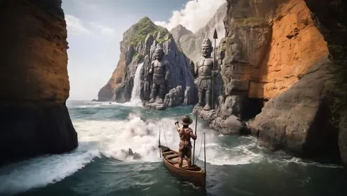 rope bridge,james bond island,cliffs ocean,photo manipulation,sea caves,natural arch,photomanipulation,cliff jumping,chasm,photoshop manipulation,cliffhanging,cave on the water,cliffhanger,hesychasm,narrows,water stairs,heaven gate,cliffs,virtual landscape,image manipulation