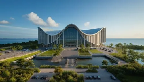 christ chapel,beihai,dalian,hongdan center,island church,mamaia,danang,zhengzhou,da nang,sigishoara,caspian sea,danyang eight scenic,jeju,convention center,glass facade,sochi,tianjin,futuristic architecture,church of christ,jeju island,Photography,General,Realistic