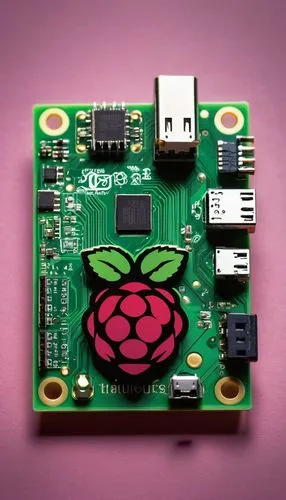 Raspberry Pi, ARM Cortex-A53, mini computer, circuit board, green PCB, microSD card slot, HDMI port, USB ports, Ethernet port, camera interface, GPIO pins, heat sink, small fan, metallic case, futuris