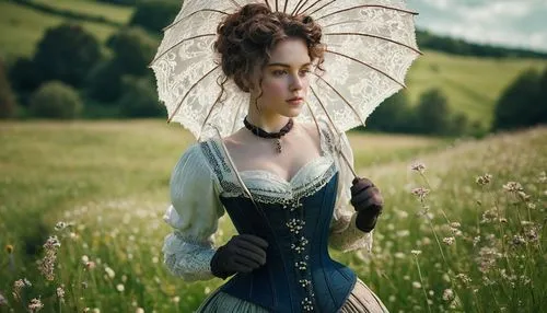 victorian lady,jane austen,victorian fashion,country dress,meadow,bodice,corset,victorian style,windflower,the victorian era,beautiful bonnet,vintage woman,fantasy picture,fantasy woman,the hat of the woman,mirror in the meadow,gentiana,fantasy portrait,digital compositing,a charming woman,Photography,Documentary Photography,Documentary Photography 27