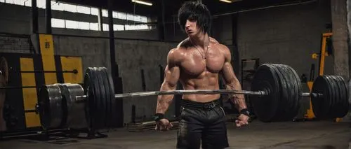 Muscular Johnnie Guilbert, heavy weightlifter, intense facial expression, sweat dripping down face, short spiky hair, thick beard, rugged skin tone, sleeveless athletic wear, weightlifting belt, massi