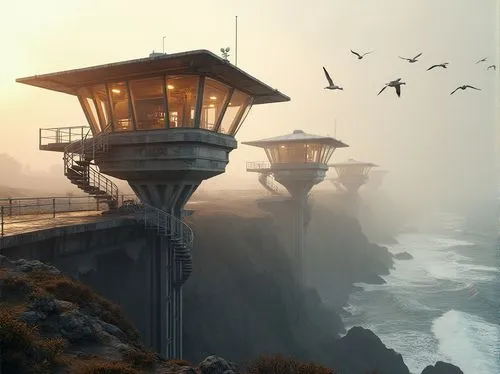 lookout tower,observation tower,watchtowers,lighthouse,lifeguard tower,scripps pier,pigeon point,watch tower,esalen,lighthouses,watchtower,bixby creek bridge,coastwatchers,the observation deck,cliff coast,skywalks,observation deck,light house,lightkeepers,light station,Photography,General,Realistic