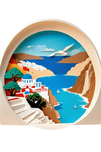 nerja,karpathos,amorgos,decorative plate,alghero,santorini,balearic islands,lipari,karpathos island,elba island,navagio,greek island,greek islands,cadaques,porthole,navagio bay,cliff dwelling,mallorca,samos,aeolian islands,Unique,Paper Cuts,Paper Cuts 03