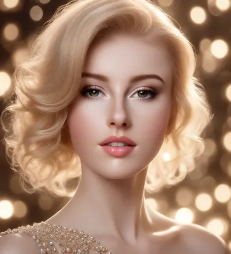 realdoll,doll's facial features,beauty face skin,romantic portrait,vintage makeup,women's cosmetics,blonde woman,glamour girl,romantic look,portrait background,blond girl,glittering,natural cosmetic,artificial hair integrations,golden haired,retouch,vintage woman,female beauty,blonde girl,fashion vector