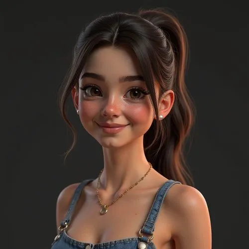 cute cartoon character,girl in overalls,agnes,disney character,female doll,3d model