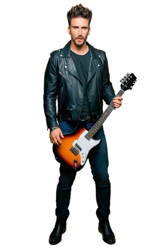 electric guitar,png transparent,epiphone,rock,rocker,guitar player,leather jacket,wolverine,rock penguin,guitarist,terminator,guitar,muse,bass guitar,rock music,rock pear,guitor,guitar solo,guitars,rock cod,Illustration,American Style,American Style 10