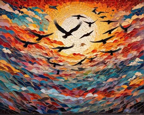 birds in flight,bird migration,flock of birds,birds flying,flying birds,migration,bird flight,pentecost,gulls,migrate,seagulls flock,bird painting,flying sea gulls,flock home,bird in the sky,colorful birds,migratory birds,dove of peace,flock,the birds,Illustration,Paper based,Paper Based 07