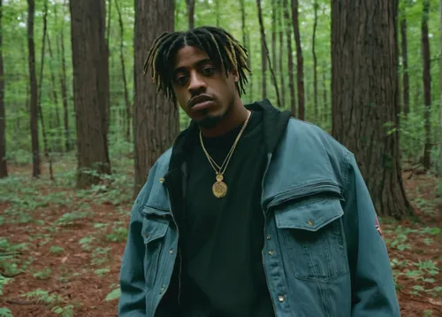 Imagine a magical forest where the trees whisper the lyrics of Juice Wrld's 999.,woods,forestry,farmer in the woods,the woods,rocky,forest man,tree loc sesame,novelist,windbreaker,pine green,in the fo