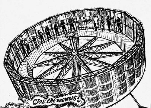 montgolfier,stemwinder,gasometer,amusement park,amusement ride,ferris wheel,aeronaut,unisphere,hamster wheel,airdromes,musical dome,carnivalesque,panopticon,high wheel,cerebro,driverless,paris clip ar