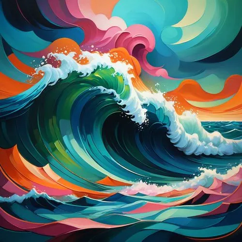 rainbow waves,ocean waves,wave pattern,japanese waves,tidal wave,waves,Conceptual Art,Fantasy,Fantasy 21