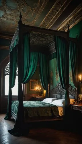 four poster,ornate room,four-poster,canopy bed,bedroom,sleeping room,wade rooms,bedding,blue room,great room,danish room,damask,guest room,rooms,victorian style,a dark room,children's bedroom,a curtain,highclere castle,interiors,Art,Classical Oil Painting,Classical Oil Painting 32