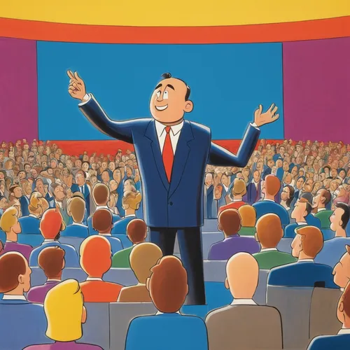 audience,animated cartoon,thumb cinema,conductor,orator,cartoon people,raised hands,comic speech bubbles,puppet theatre,clapping,retro cartoon people,announcer,conducting,projection screen,politician,speech,the conference,powerpoint,lecture hall,opinion polling,Art,Artistic Painting,Artistic Painting 33