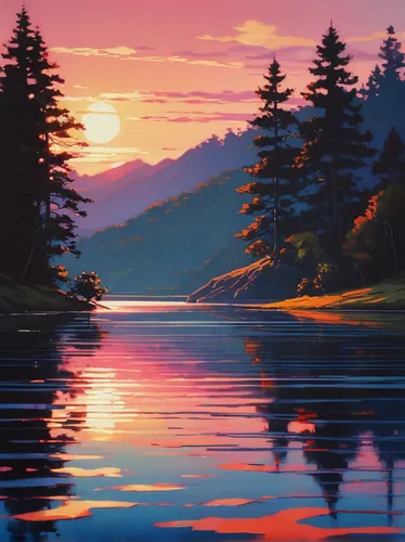 evening lake,river landscape,landscape background,purple landscape,lakeside,mountainlake,calm water,lake,boat landscape,mountain lake,calm waters,waterscape,beautiful lake,calming,nature landscape,mountain sunrise,landscape red,summer evening,coast sunset,backwater,Conceptual Art,Fantasy,Fantasy 19