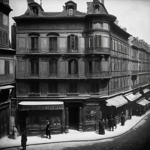 tenement,french building,paris shops,1900s,1905,1906,old buildings,july 1888,st-denis,vaudeville,braque francais,paris balcony,facades,hotel de cluny,old architecture,1921,braque du bourbonnais,19th century,paris,chilehaus,Photography,Black and white photography,Black and White Photography 15