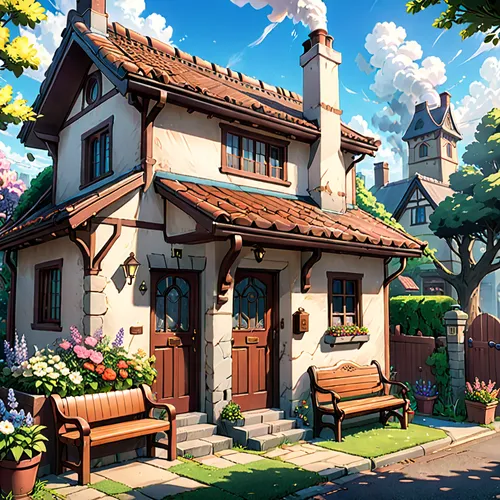 studio ghibli,victorian house,violet evergarden,country cottage,summer cottage,crooked house,little house,beautiful home,country estate,home landscape,cottage,country house,small house,traditional house,wooden house,house painting,apartment house,houses clipart,pub,victorian,Anime,Anime,Traditional