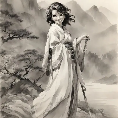 diaochan,yangmei,yakimova,kuanyin,xiaoqing,yuexiu,Digital Art,Ink Drawing