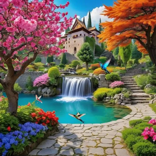 cartoon video game background,landscape background,spring background,springtime background,fantasy landscape,home landscape,Photography,General,Realistic