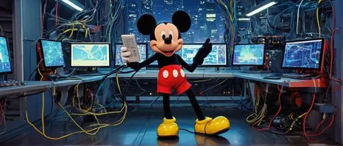 mickey mouse,mickey mause,micky mouse,mickey,computer mouse,computer network,mouse,pinocchio,cable innovator,the server room,disney,mousetrap,minnie,digital compositing,computer graphics,power cable,cyberpunk,computer room,walt disney,disney character,Art,Classical Oil Painting,Classical Oil Painting 39