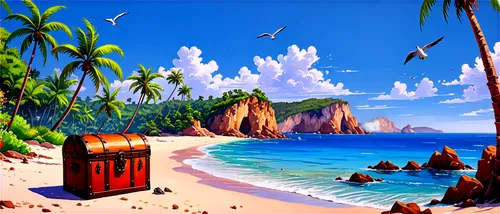 cartoon video game background,beach scenery,beach landscape,dream beach,paradise beach,brazilian beach,tropical beach,tropical sea,landscape background,south seas,castaway beach,paraiso,mountain beach,beautiful beach,cuba background,tropicale,summer background,south pacific,coffee bay,paradises,Conceptual Art,Daily,Daily 31