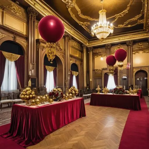 ballroom,gold and black balloons,kristbaum ball,christmas gold and red deco,kunsthistorisches museum,gold ornaments,decorations,royal interior,bourbon ball,christmas balls,hall of supreme harmony,treasure hall,catering service bern,christmas ball,napoleon iii style,grand master's palace,viennese cuisine,party decorations,crown palace,ornate room