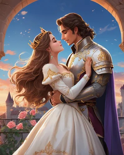 prince and princess,romance novel,fairytale,fairy tale,a fairy tale,fantasy picture,princess sofia,cg artwork,romantic portrait,fairytale characters,throughout the game of love,tangled,fairytales,princesses,fairy tale icons,fairy tales,camelot,children's fairy tale,rapunzel,fairy tale character,Unique,Design,Character Design