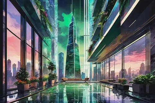 futuristic landscape,sky apartment,skyscraper,cybercity,the skyscraper,cityscape,futuristic architecture,skyscrapers,glass wall,sky space concept,fantasy city,glass building,skycraper,hypermodern,futuristic,titanum,skyscraping,sky city,vdara,skybridge,Illustration,Paper based,Paper Based 25