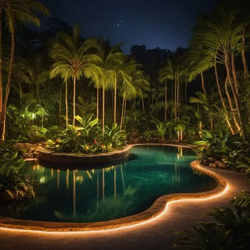 paradisus,palm garden,palmilla,oasis,night shot,the park at night,anantara,tropical island,nusa dua,kohphangan,royal palms,laucala,kanaloa,palms,palmtrees,tropical jungle,at night,swimming pool,night photograph,idyllic,Photography,General,Natural