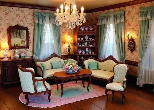 victorian room,parlor,ornate room,victorian table and chairs,sitting room,dining room,the little girl's room,danish room,furnishings,salon,interior decor,parlour,children's bedroom,beauty room,doll house,bridal suite,antique furniture,consulting room,children's room,breakfast room,Illustration,Abstract Fantasy,Abstract Fantasy 14