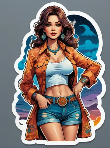 jean jacket,girl with speech bubble,jean button,fashion vector,retro girl,game illustration,clipart sticker,rosa ' amber cover,kr badge,retro woman,download icon,adobe illustrator,vector illustration,comic halftone woman,vector girl,life stage icon,rockabella,illustrator,vector graphics,denim jacket,Unique,Design,Sticker