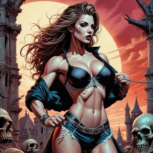 (((Black DD cup push up bra))), (((Big muscles), blonde hair, (toned physique, bigger boobs, shredded), corsette, business clothes)
, Comic art, cartoon art, masterpiece by Jim Lee,
portrait drawing, 