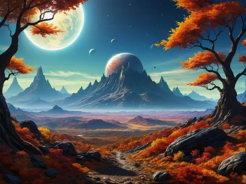 autumn background,fantasy landscape,autumn mountains,autumn landscape,landscape background,fall landscape,mushroom landscape,fantasy picture,volcanic landscape,lunar landscape,mountain landscape,halloween background,cartoon video game background,autumn forest,mountainous landscape,desert landscape,autumn theme,nature background,mountain scene,autumn scenery,Conceptual Art,Sci-Fi,Sci-Fi 20