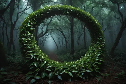 green wreath,stargate,semi circle arch,circle around tree,ring fog,plant tunnel,time spiral,nature art,portals,art forms in nature,tunnel of plants,round arch,circle shape frame,fairy door,fractals art,door wreath,natural arch,heaven gate,wreath,circular puzzle,Photography,Artistic Photography,Artistic Photography 11