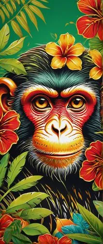 tretchikoff,tropical animals,chimpanzee,monkey god,chimpansee,bonobo,primatology,primate,macaco,prosimian,simian,barbary monkey,orangutan,tamarin,primates,monkey,utan,primatologist,lutung,the monkey,Illustration,Retro,Retro 02