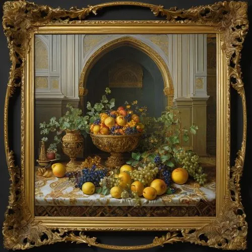 autumn still life,cornucopia,malplaquet,basket of fruit,fruit bowl,arcimboldi,Art,Artistic Painting,Artistic Painting 04