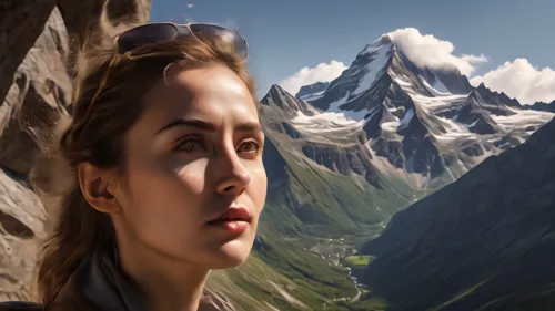 world digital painting,high alps,eggishorn,digital compositing,the girl's face,watzmannfrau,mountain scene,arête,valais,mountains,high-altitude mountain tour,the alps,alps elke,splendor notch,lara,grindelwald,the spirit of the mountains,high mountains,annapurna,photoshop manipulation,Photography,General,Natural