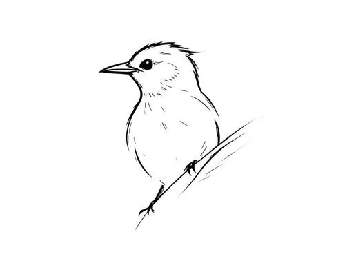 the drawing shows a bird with one eye closed,bird drawing,titmouse,luginbill,line art birds,bird png,bird illustration,Design Sketch,Design Sketch,Rough Outline