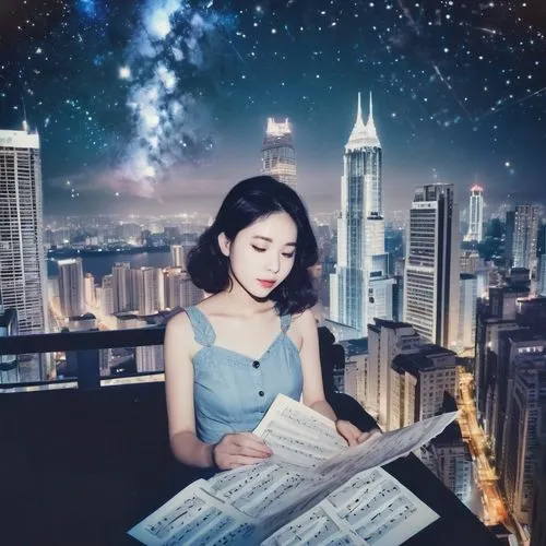 gayageum,starry sky,yifei,cosmogirl,photo manipulation,xiaofei,qixi,photomanipulation,xiaoqing,astronomer,constellation lyre,utada,hanqiong,fantasy picture,pianist,mandopop,stargazing,concerto for piano,imaginasian,falling stars,Photography,Documentary Photography,Documentary Photography 03