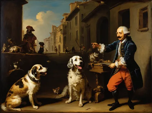 kennel club,hanover hound,hunting dogs,the pied piper of hamelin,appenzeller sennenhund,dog school,hunting scene,landseer,basset artésien normand,man and horses,boy and dog,itinerant musician,winemaker,dog walker,veterinarian,legerhond,color dogs,bruno jura hound,girl with dog,playing dogs,Art,Classical Oil Painting,Classical Oil Painting 35