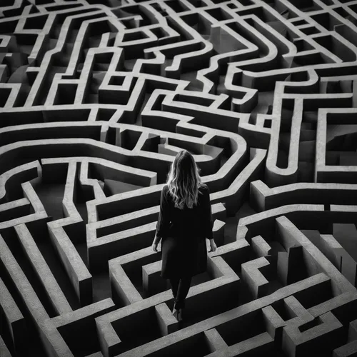 maze,labyrinth,chessboard,escher,indecision,directional,chaos theory,keith haring,crossword,circle of confusion,hop scotch,checker marathon,complexity,navigate,interlaced,wormhole,descend,puzzle,tic tac toe,no exit