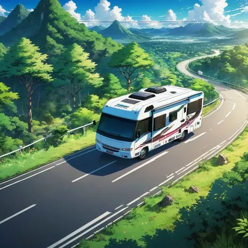 hijet,camping bus,hino,bus,midibus,hiace,Illustration,Japanese style,Japanese Style 03