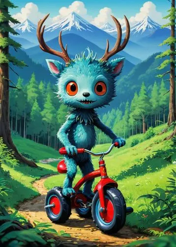 trikke,mountainbike,scooter,scooter riding,royo,mountain bike,Illustration,Japanese style,Japanese Style 05