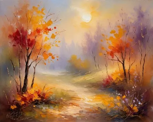 autumn landscape,fall landscape,autumn background,autumn forest,autumn scenery,light of autumn,autumn idyll,autumn walk,autumn theme,autumn leaves,autumn morning,autumn day,autumn icon,autumn light,autumn trees,the autumn,pathway,autuori,fall foliage,autumn,Conceptual Art,Oil color,Oil Color 22