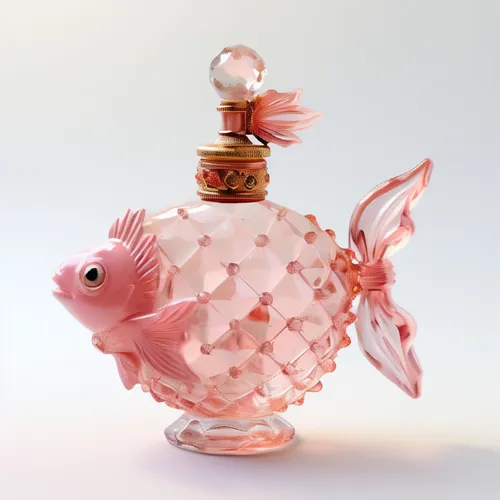 fragrance teapot,perfume bottle,piggy bank,piggybank,decorative nutcracker,whimsical animals,ornamental fish,napoleon fish,tureen,perfume bottles,glass yard ornament,koi carp,koi fish,fish in water,be