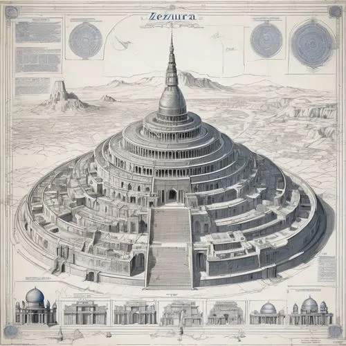 roof domes,capital cities,twenties of the twentieth century,blueprint,islamic architectural,cd cover,temples,kirrarchitecture,city cities,panopticon,tower of babel,yantra,spatialship,ancient city,utopian,stupa,musical dome,lithograph,cover,byzantine architecture,Unique,Design,Blueprint